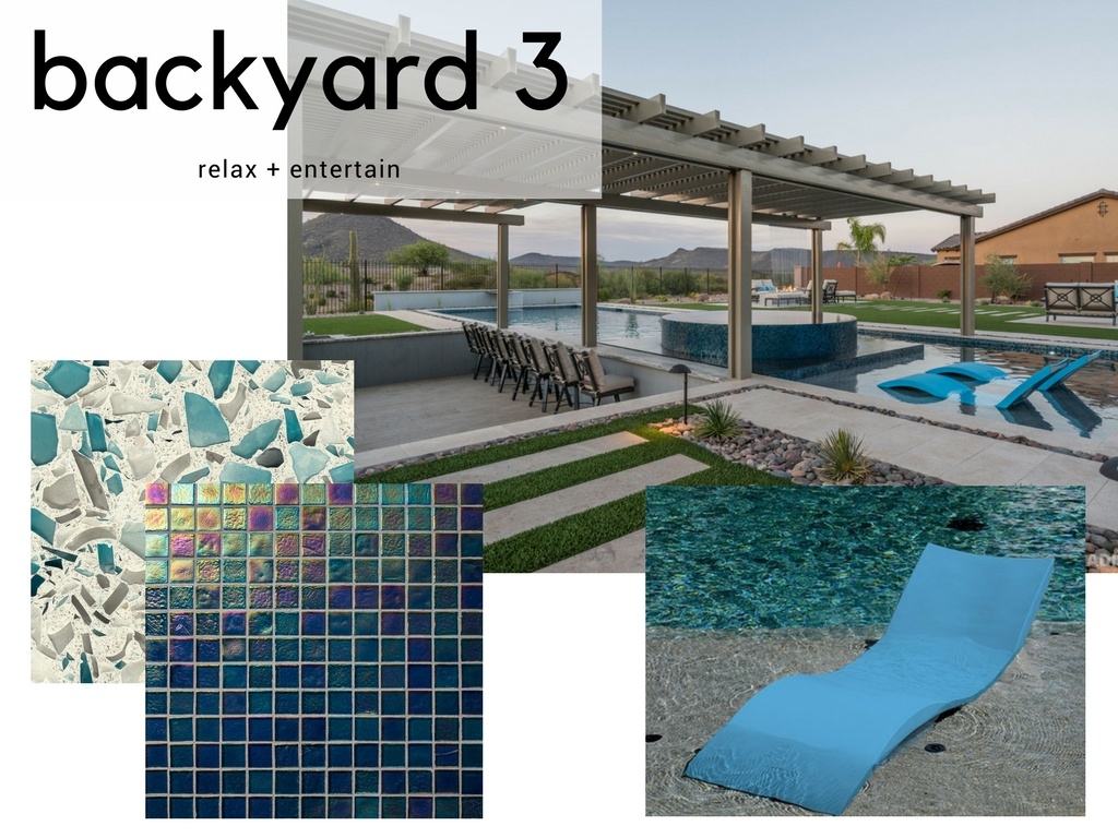 Traditional Blue Backyard Pool Design